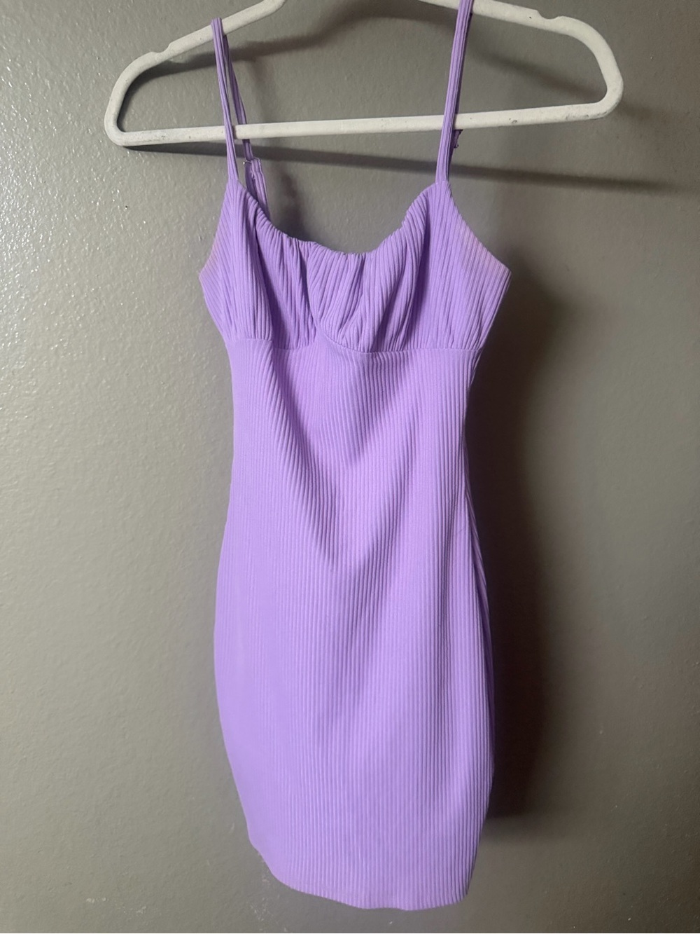 Forever 21 Pastel Lavender Ribbed Spaghetti Strap Mini Dress